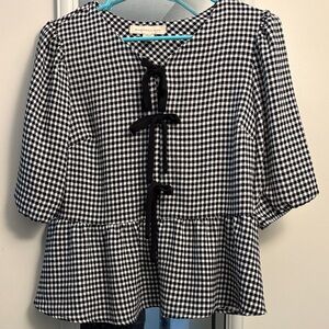 Black and White Checkered Blouse